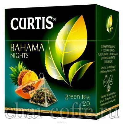 Чай Curtis Багама Найтс черный чай  пирамидках темная пачка с фруктами