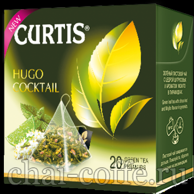 Чай Curtis Хуго Коктейль зеленая пачка зеленый чай в пирамидках
