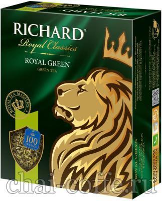Чай Ричард  Роял Грин зеленая пачка со львом