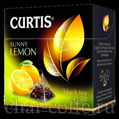 Чай Curtis Солнечный лимон черная пачка желтый лимон чай в пирамидках