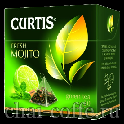 Чай Curtis Свежий мохито зеленая пачка зеленый чай в пирамидках