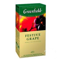 Чай Гринфилд с изображением винограда на картонной пачке